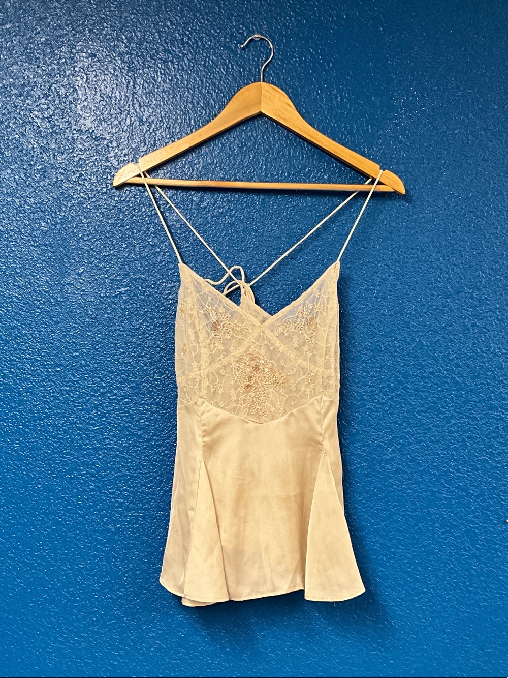 free people Silk-Like Lace Trim Cami Tank Top in Cream